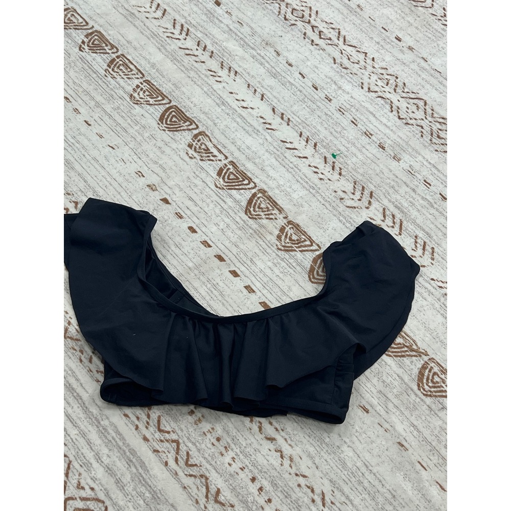 Gianni Bini Black Ruffle Bikini Top Off Shoulder Swimwear GB20337‎ Womens Small